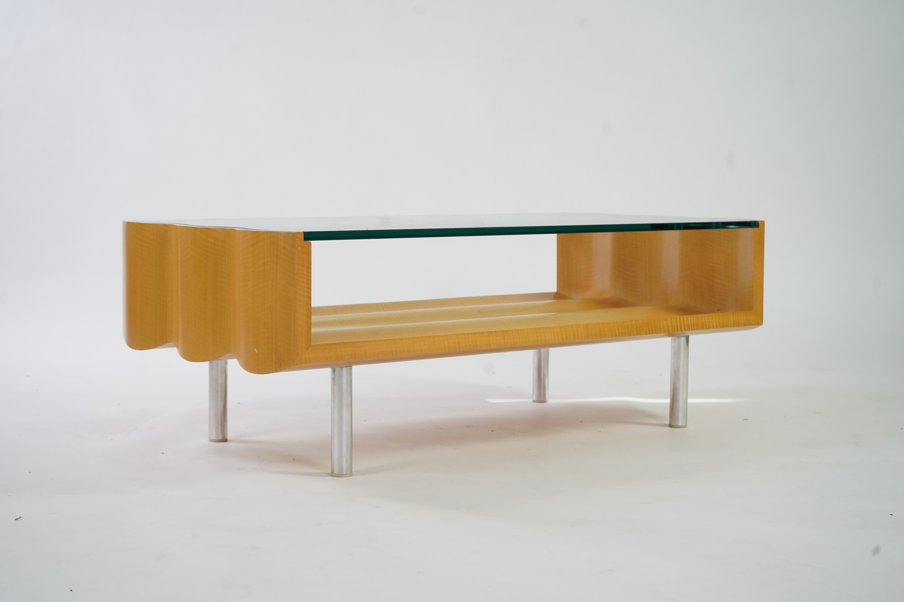 A satin birch Mid-century coffee table